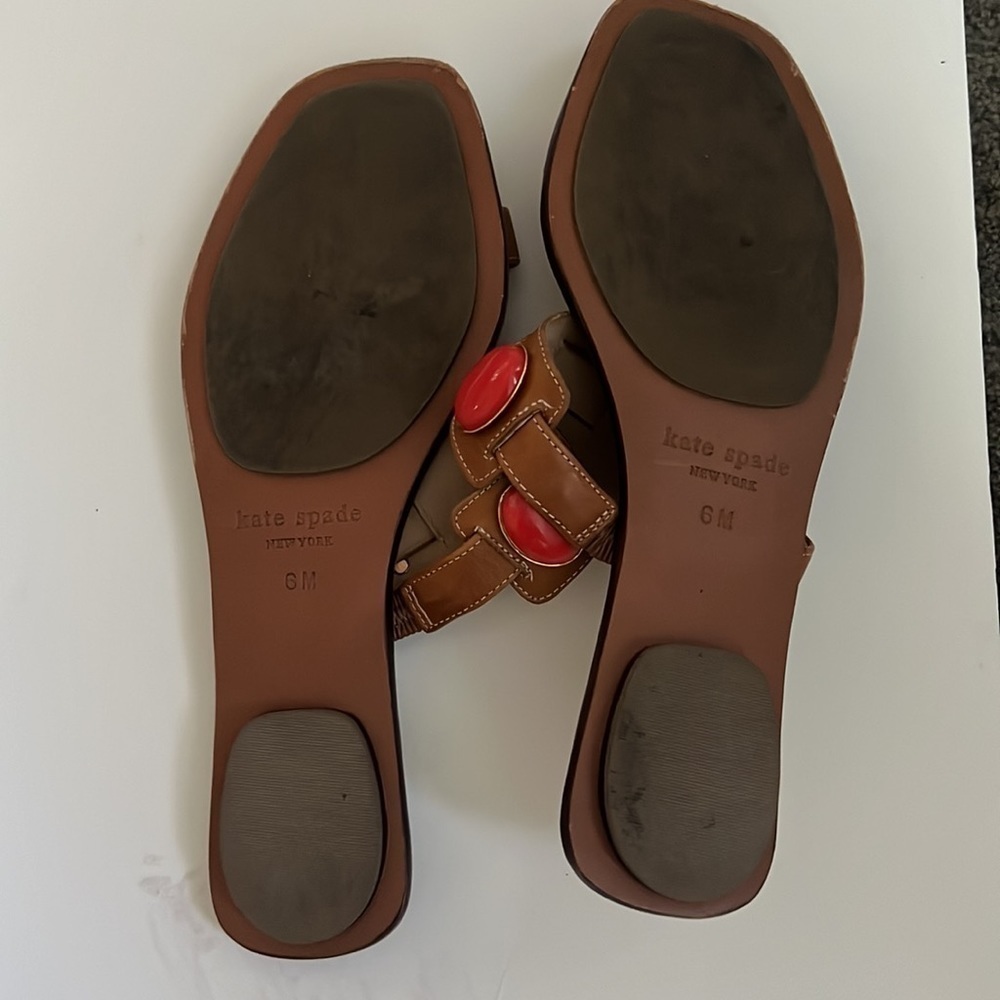 KATE SPADE Women’s Camel Embellished Leather Sandals - Size 6 - Picture 5 of 5